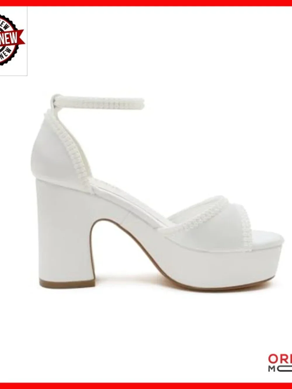 Platform Heel Wedding Sandals Open Toe Bridal Shoes Pearl Bead Details